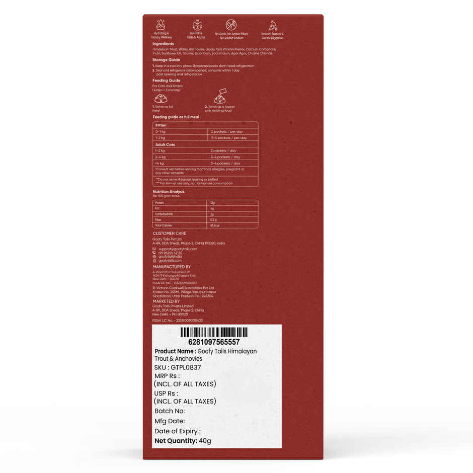 Goofy Tails Himalayan Trout and Anchovies Preservative Free Fresh Wet Cat Food