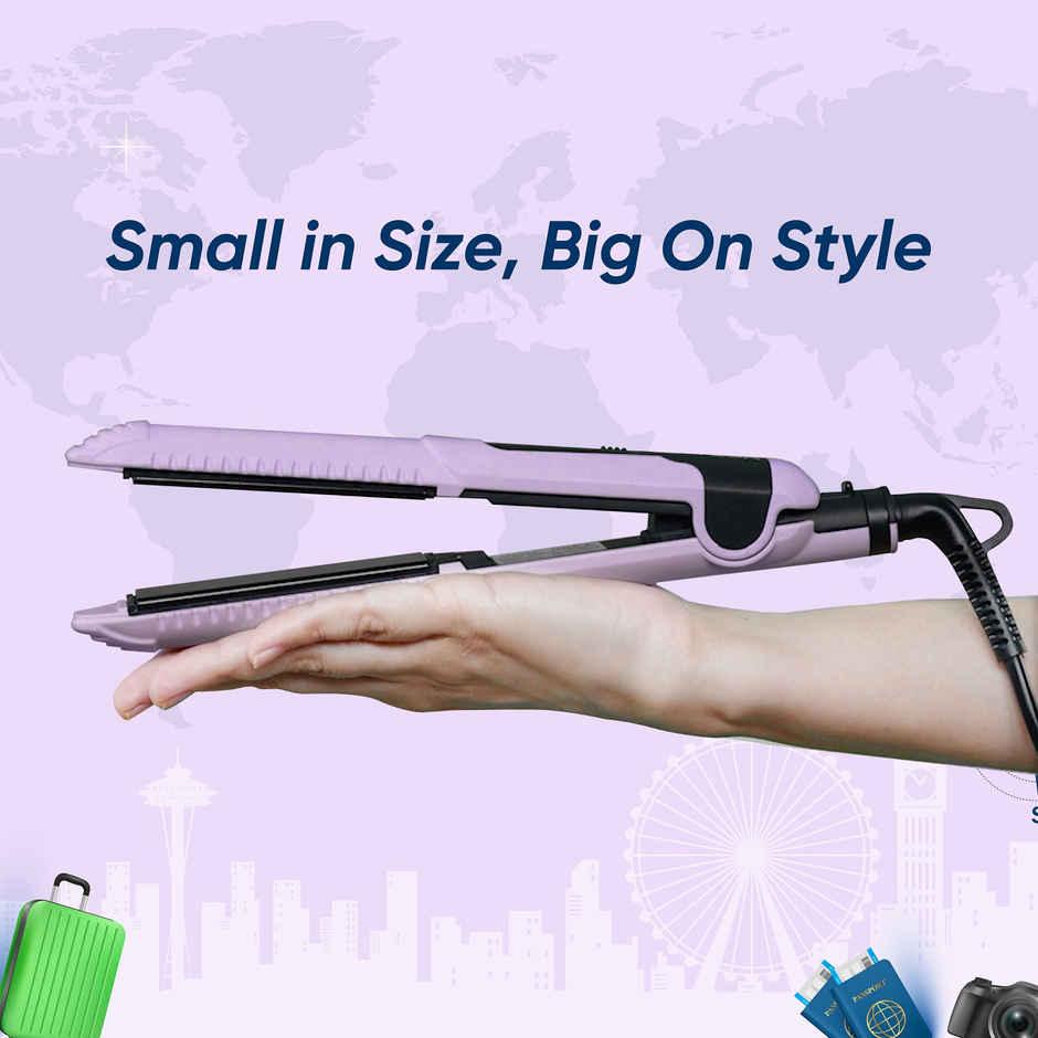 Vega Mini Hair Straightener for Women with Ceramic Coated Plates & Quick Heat Up (VHSH-40)