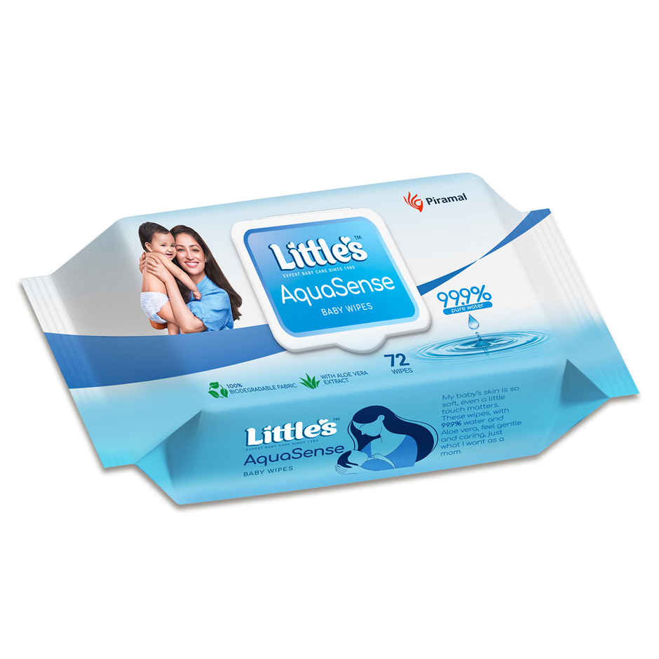 Little's AquaSense Baby Wipes | 100% Biodegradable Aloe Vera Pure Water Wipes for Sensitive Skin
