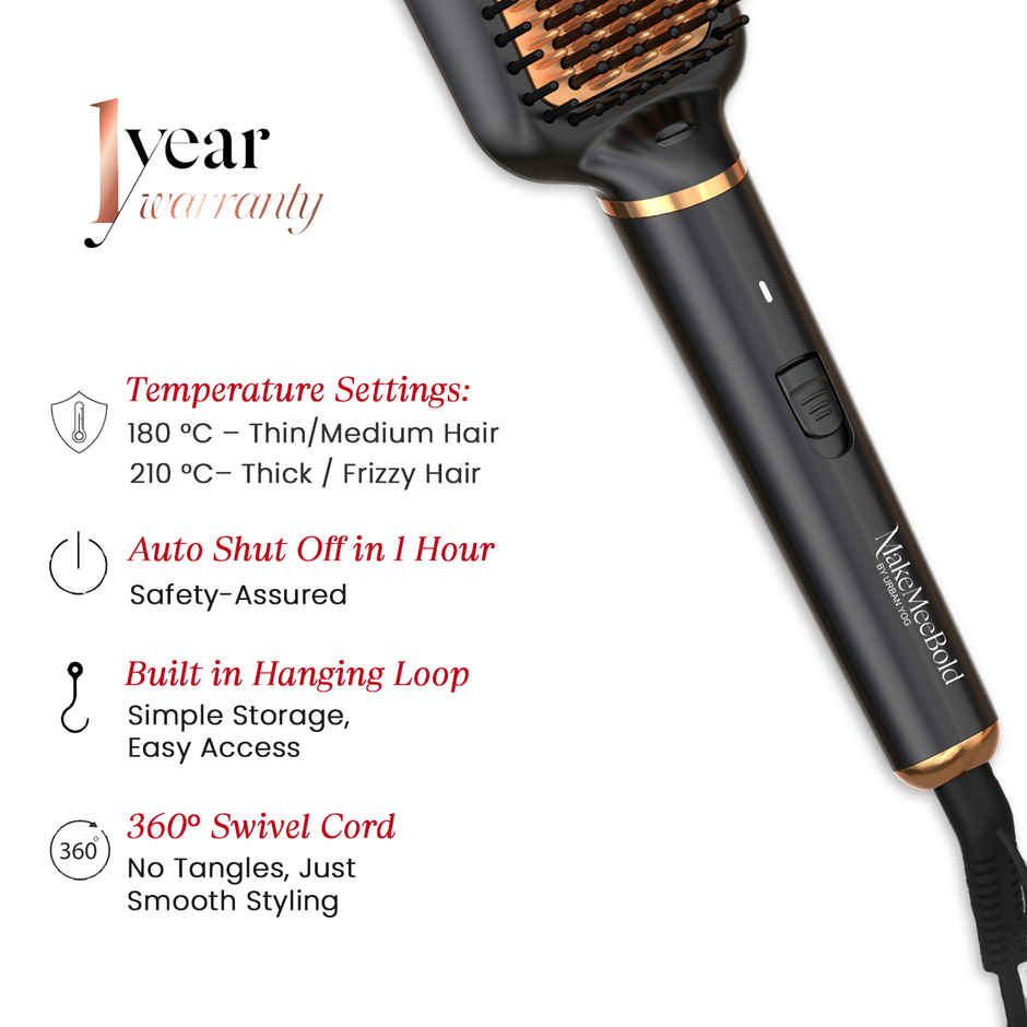 Urban Yog Make Mee Bold Frizz Free Hair Straightener Brush |Large Paddle Design, Electric Comb
