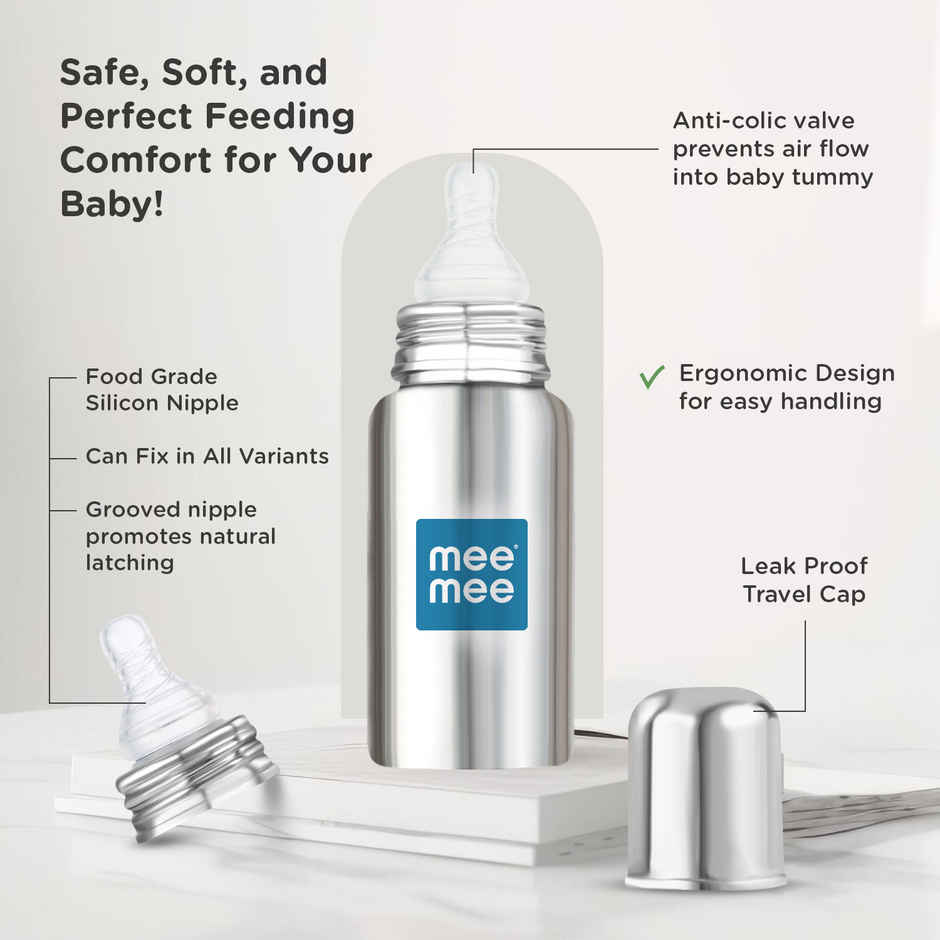 Mee Mee Premium Steel Feeding Bottle Silver