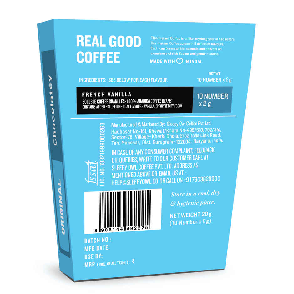 Sleepy Owl French Vanilla 100% Arabica Instant Coffee