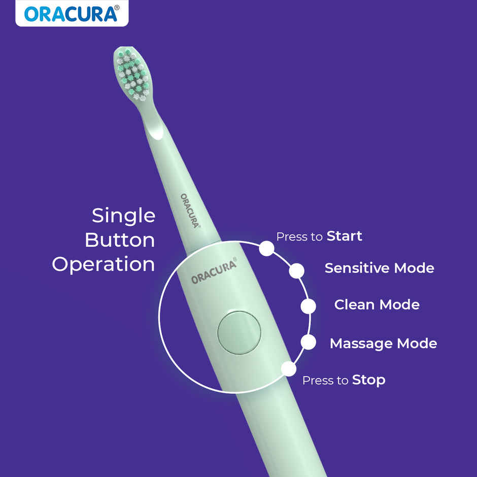 Oracura Sb100 Sonic Lite Battery Operated Electric Toothbrush Green