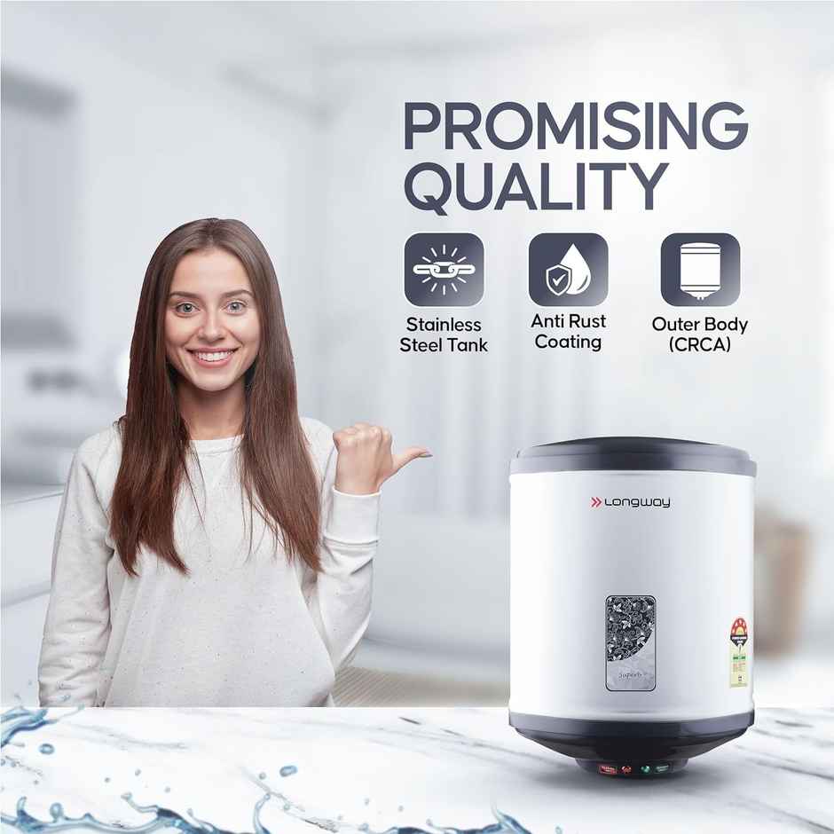 Longway Superb 25 Ltr 5 Star Rated Automatic Storage Water Heater,Water Geyser(Gray, 25 Ltr)