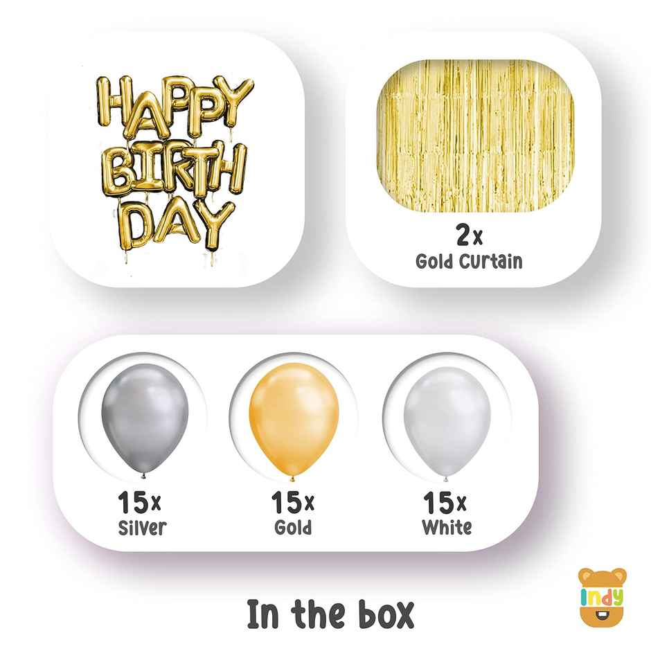 Just Party Happy Birthday Gold Foil Backdrop Decoration Kit
