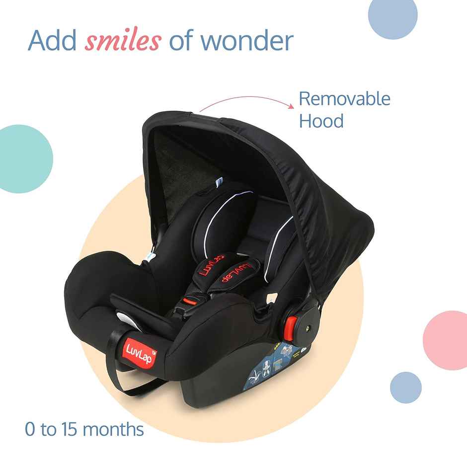 LuvLap 4-in-1 Baby Car Seat with Carry Cot with Canopy, Convertible to Car Seat, upto 6 Months