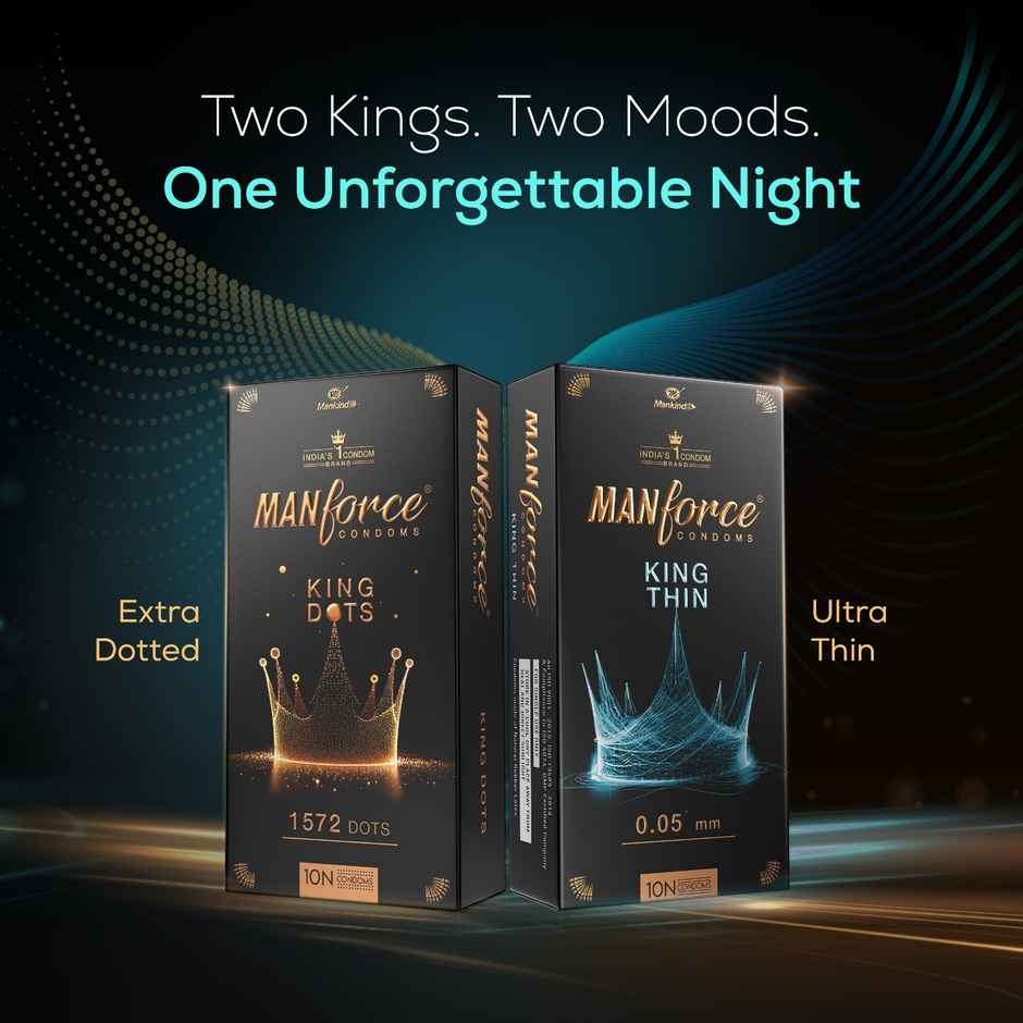 Manforce King Thin | Ultra Thin Condom For Natural Feel (1pc) & Manforce Xtra Passion Climax Delay Ultra Thin Condom (1pc) Combo