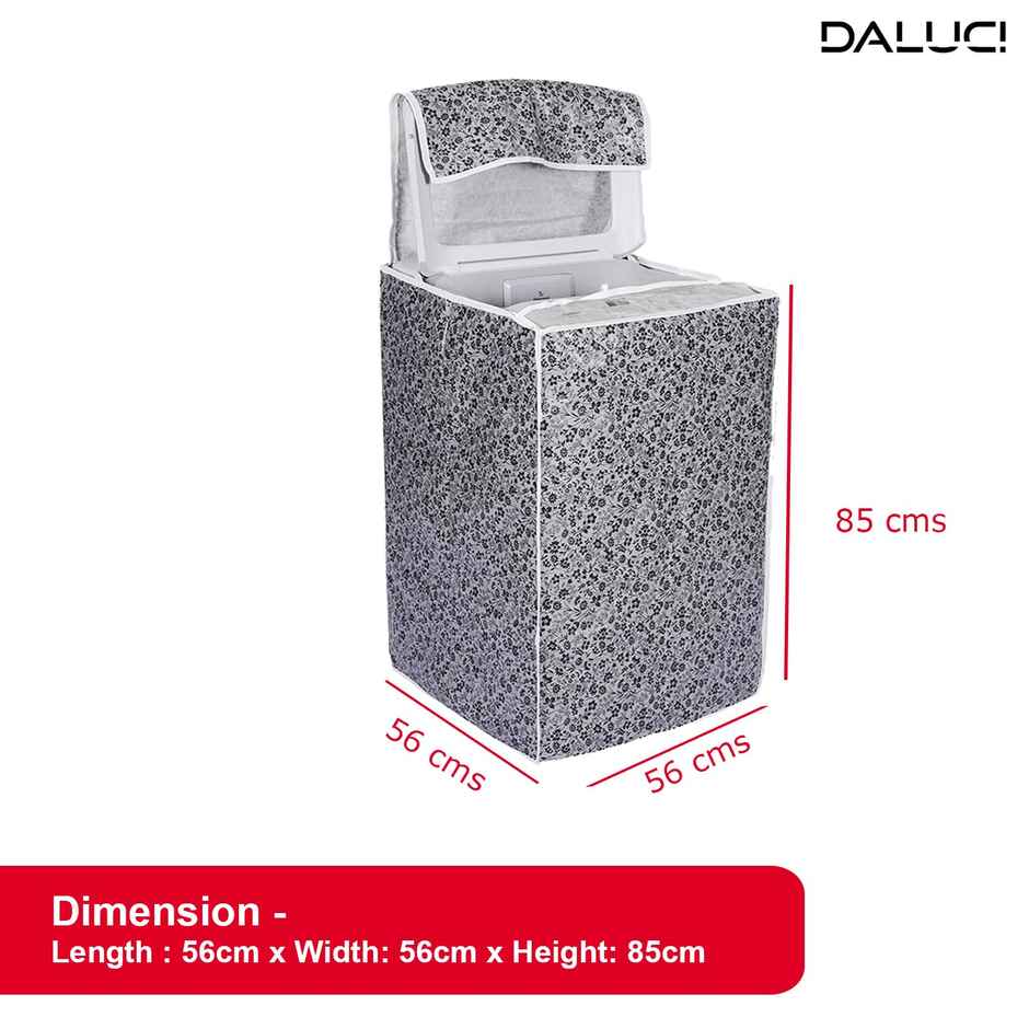 Daluci Washing Machine Cover For Lg Top Load - 6-7 kg | Black and Grey | 56 x 56 x 85 cm