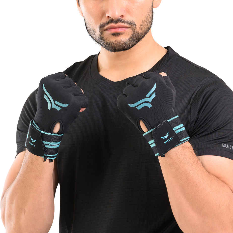 Xtrim Leather Gym Gloves for Men & Women | Wrist Support & Weightlifting Gloves - S