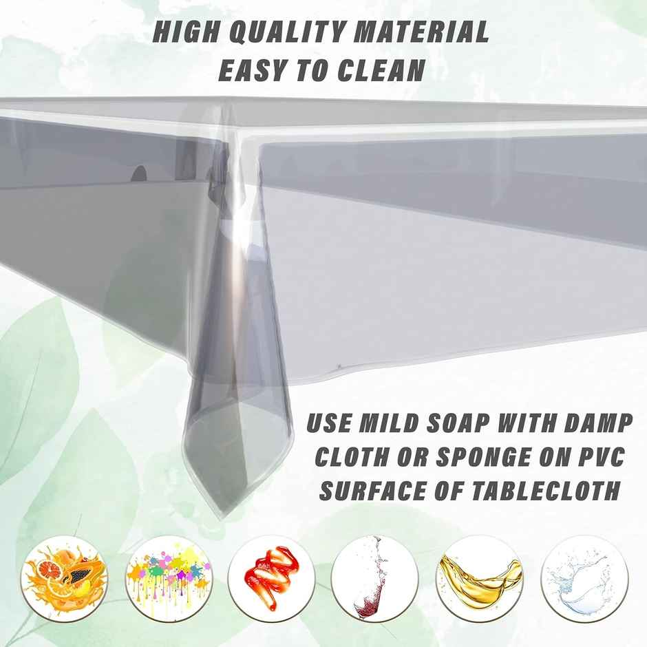 Kuber Industries Polyvinyl Chloride Dining Rectangular Table Cover for 6 Seater | Transparent