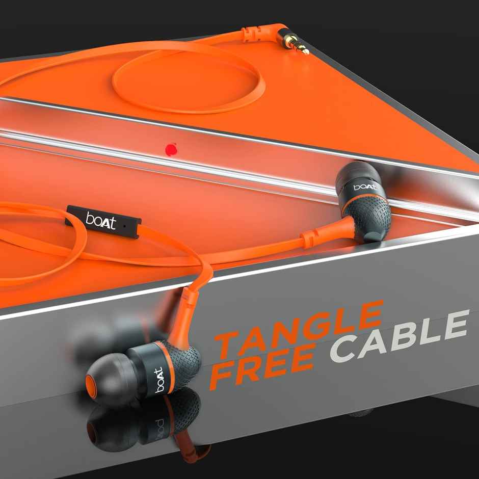 boAt Bassheads 220 in-Ear Wired Headphones with Mic, 3.5mm Audio Jack - Molten Orange