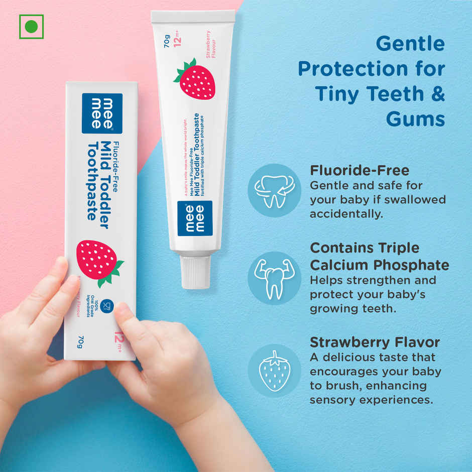 Mee Mee Fluoride-Free Toothpaste For 1 to 5 Years- Strawberry