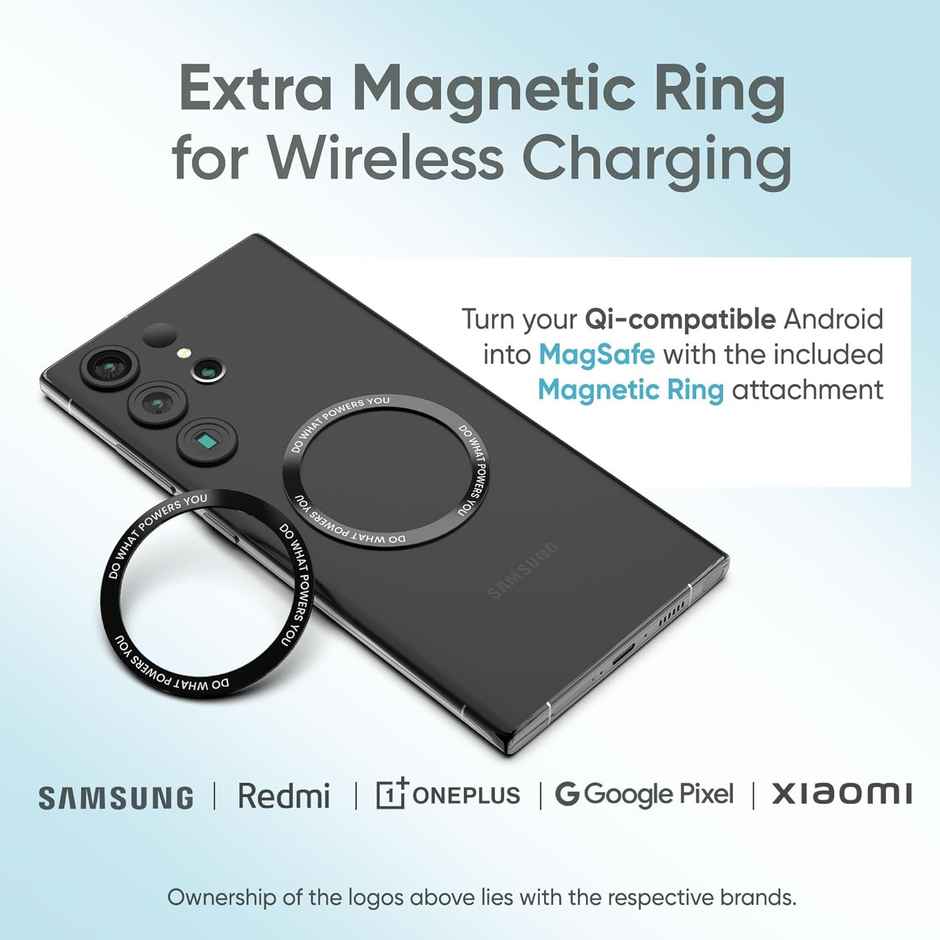 Ambrane 10000 mAh Magsafe Fast Wireless Charging Power Bank for Qi Enabled Devices (Snap, Silver)