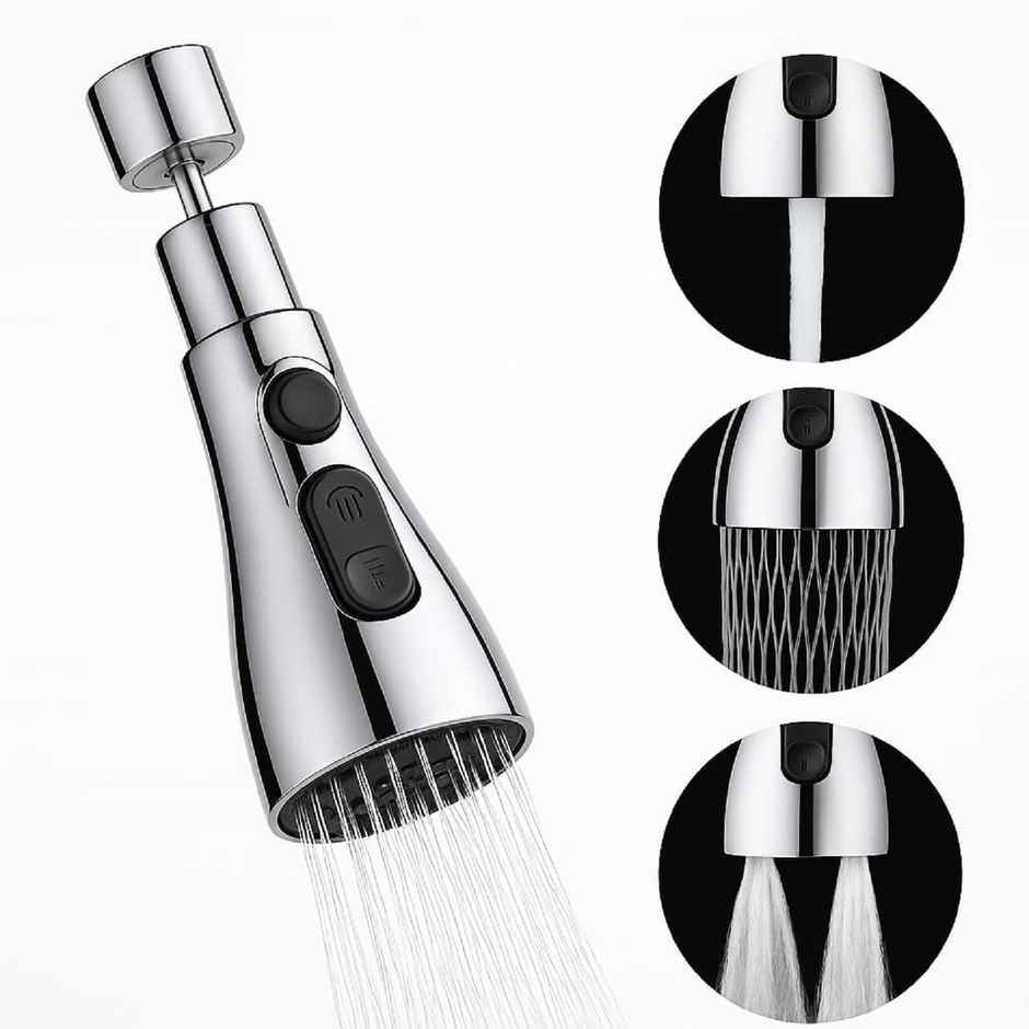 Daluci Kitchen Faucet Extender | Chrome 3-Mode Rotating Tap Nozzle Spray Head, Water Saver