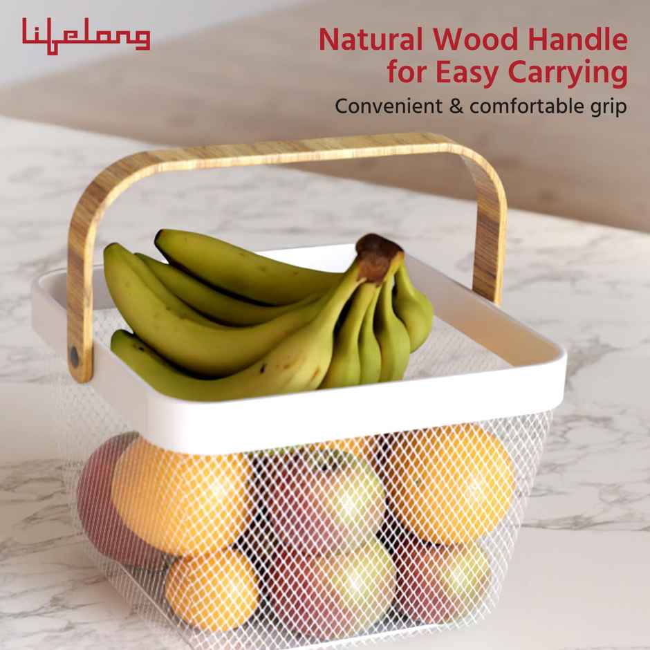Lifelong Fruit Basket for Dining Table & Kitchen Storage | Mesh Open Storage Bin | Vegetable Basket