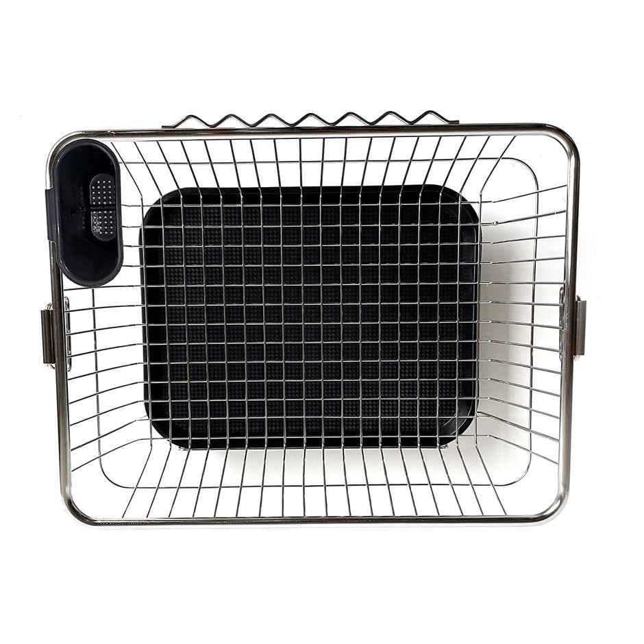 Tex-Ro Stainless Steel Utensils Basket with Removable Dish Drainer & Cutlery Holder