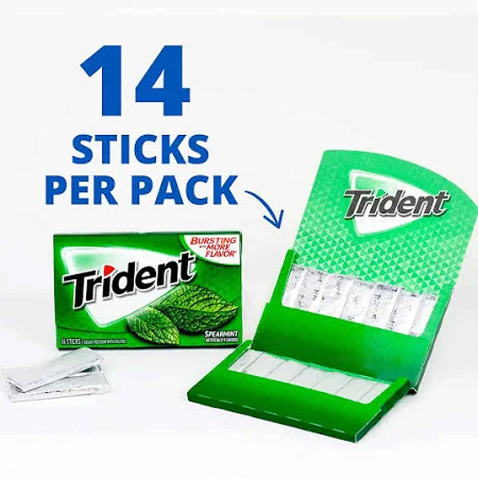Trident Spearmint Gum (Sugar Free) 1 pack (14 sticks)