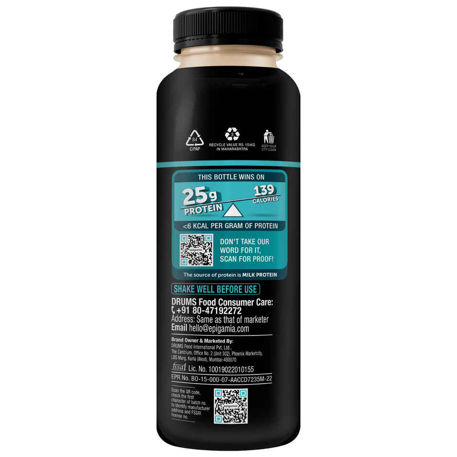 Epigamia Turbo Cookies And Cream Protein Milkshake