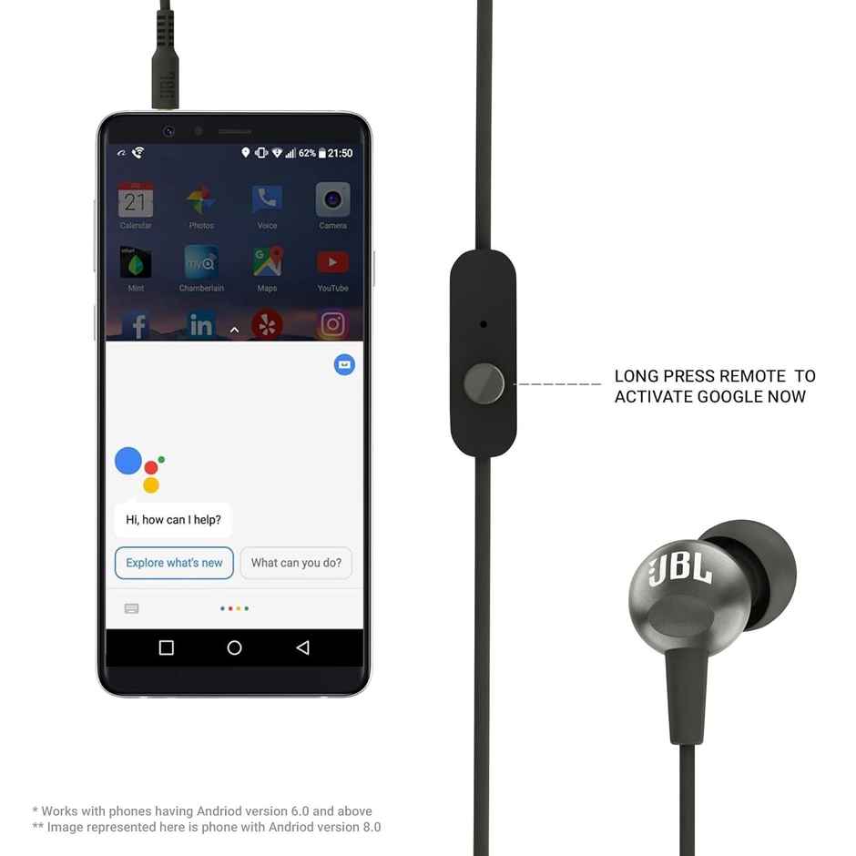 Jbl C200Si, Premium In Ear Wired Earphones With Mic, One Button Multi-Function(Gun Metal)