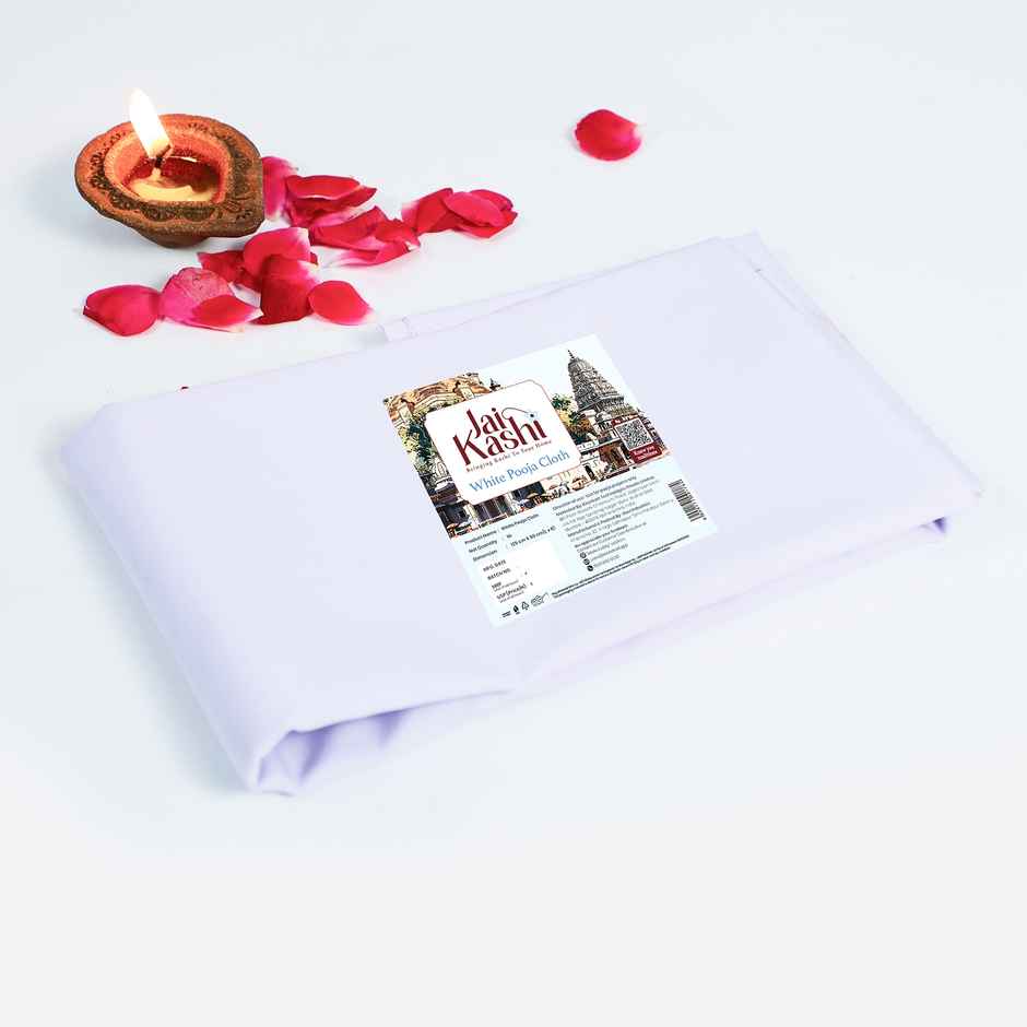 Jai Kashi Pooja Cloth - White | 1.25 m x 0.8 m