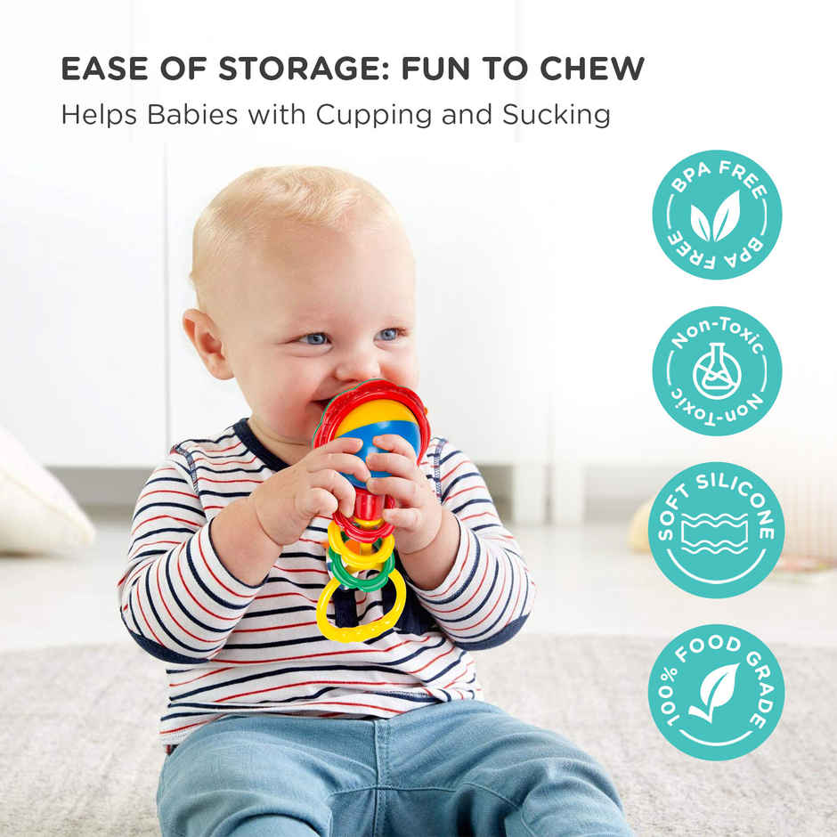 Mee Mee BPA Free Baby Rattles Set Gifts For New Born Girls Boys (3 Toys)