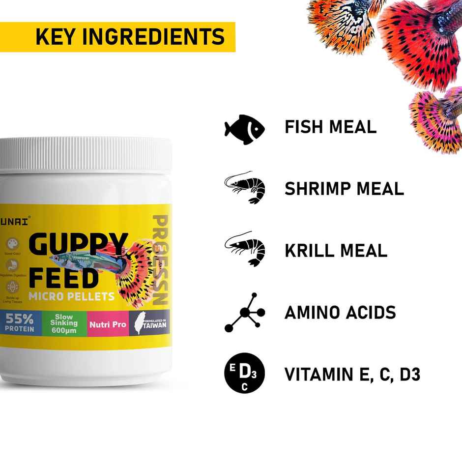 Tunai Guppy Fish Food 600 Microns