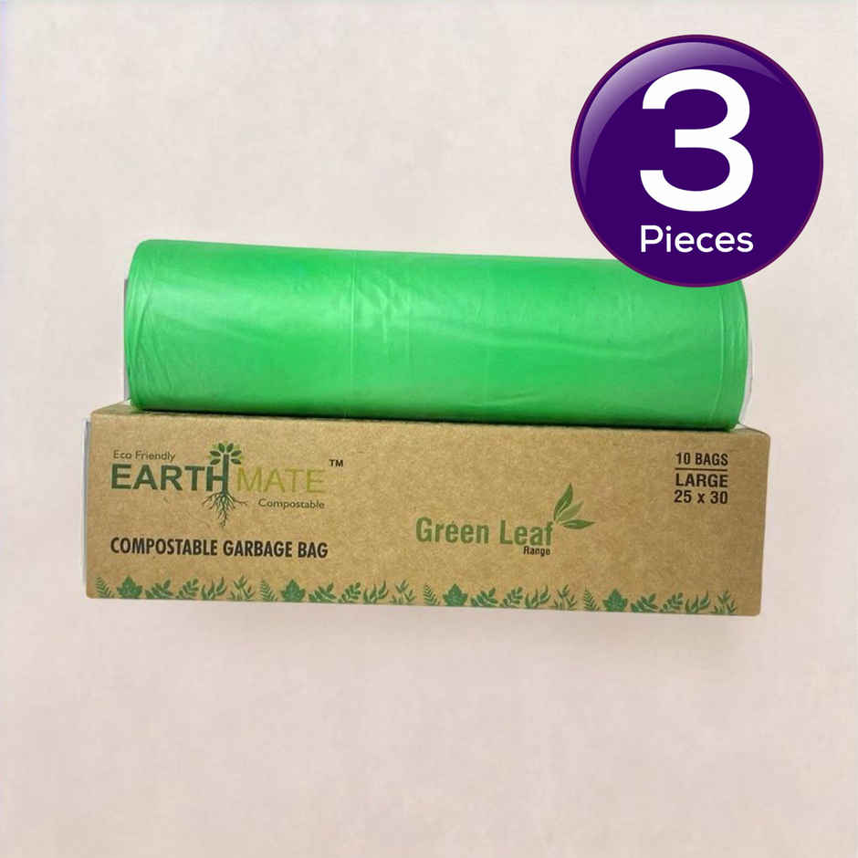 Earthmate Green Leaf Compostable Garbage Bags - Green Large | 25 x 30 Inch Combo