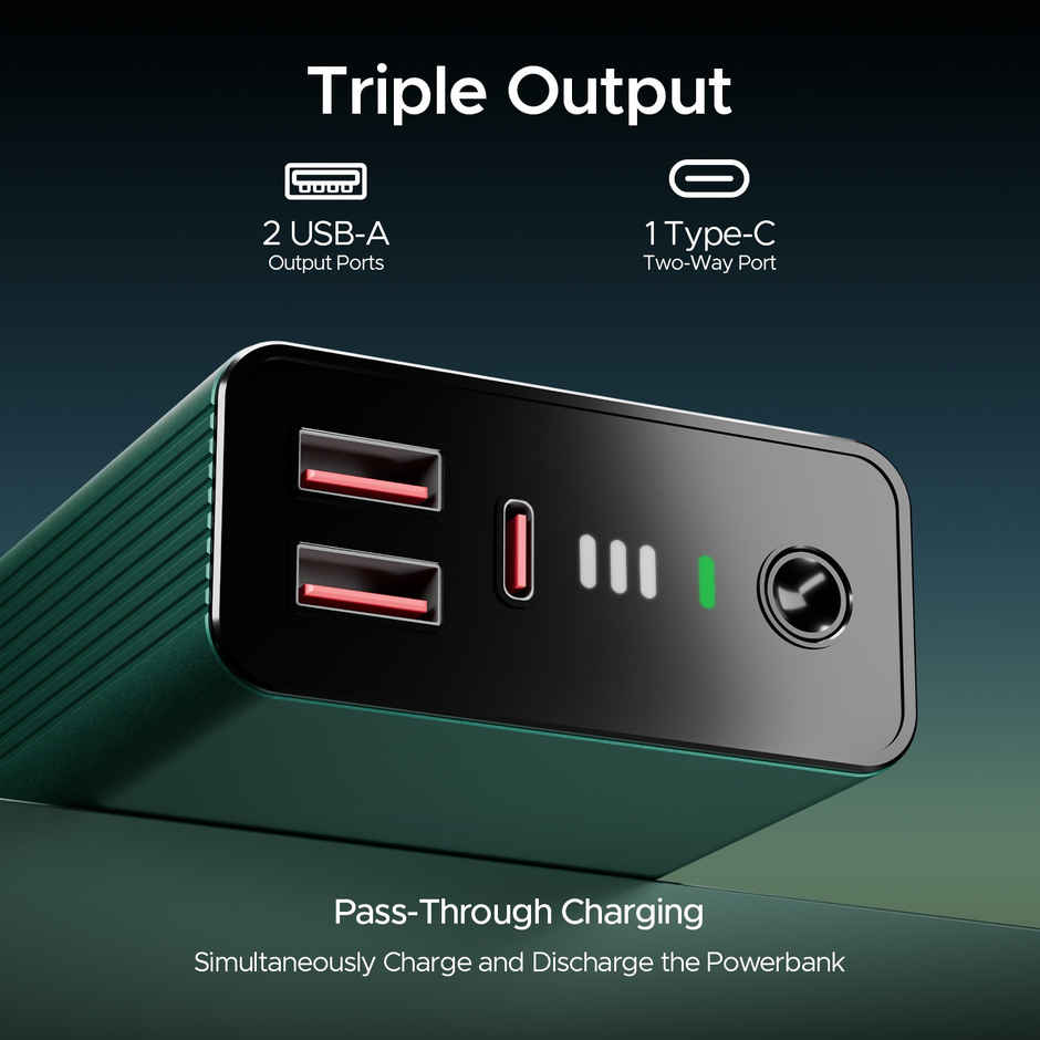 boAt 20000 mAh Power Bank w/ 2-Way 22.5W Fast Charging & Smart IC Protection - PB400 Pro (Emerald Green)