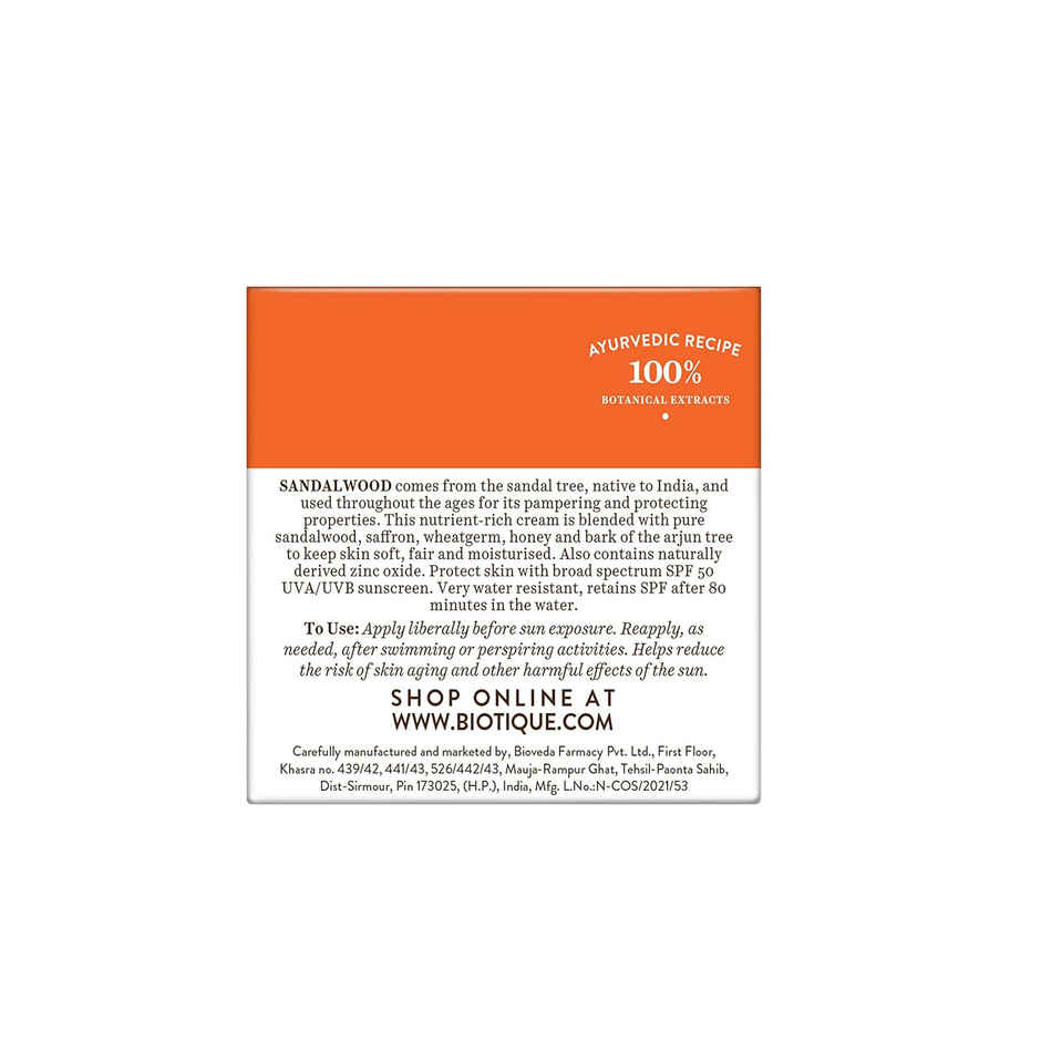 Biotique Sun Shield Sandalwood 50+Spf Sunscreen Cream