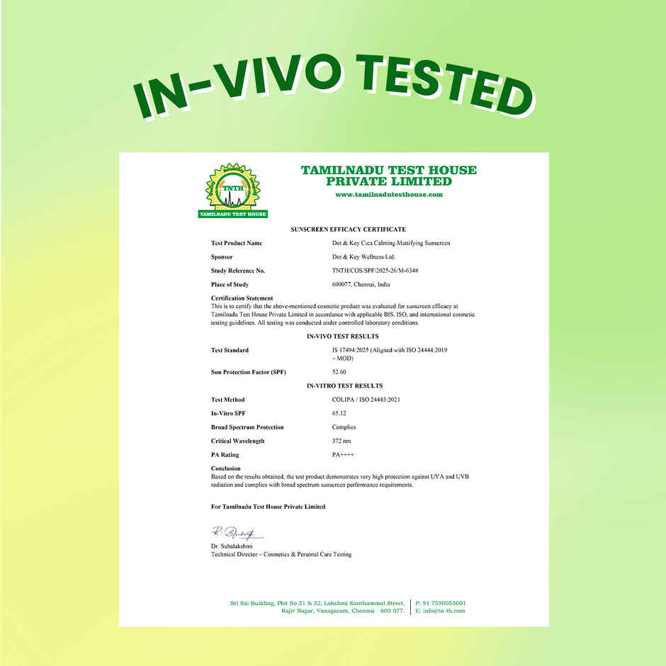 Dot & Key Cica Niacinamide Face Sunscreen SPF 50 PA+++ Uv Protection For Oily And Acne Prone Ski