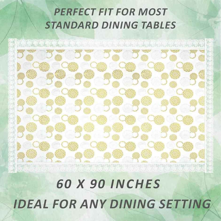 Kuber Industries Rangoli Printed PVC 6 Seater Dining Table Cover | 60"x90" (Cream)