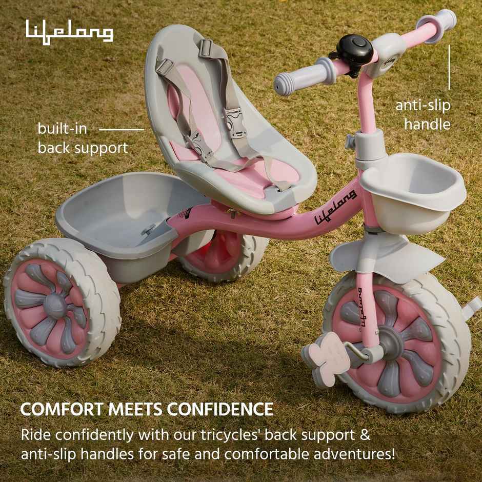 Lifelong Trike Cycle For Kids with no push handle| 2-5 Years | 3 EVA Wheels | Bell & Basket | 30Kg Capacity LLKTC05