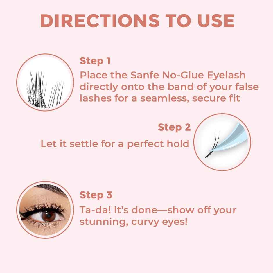 Sanfe Instant Diy Press On Lashes False Eyelashes Clusters, 3 Sizes No Glue Needed Pack Of 39