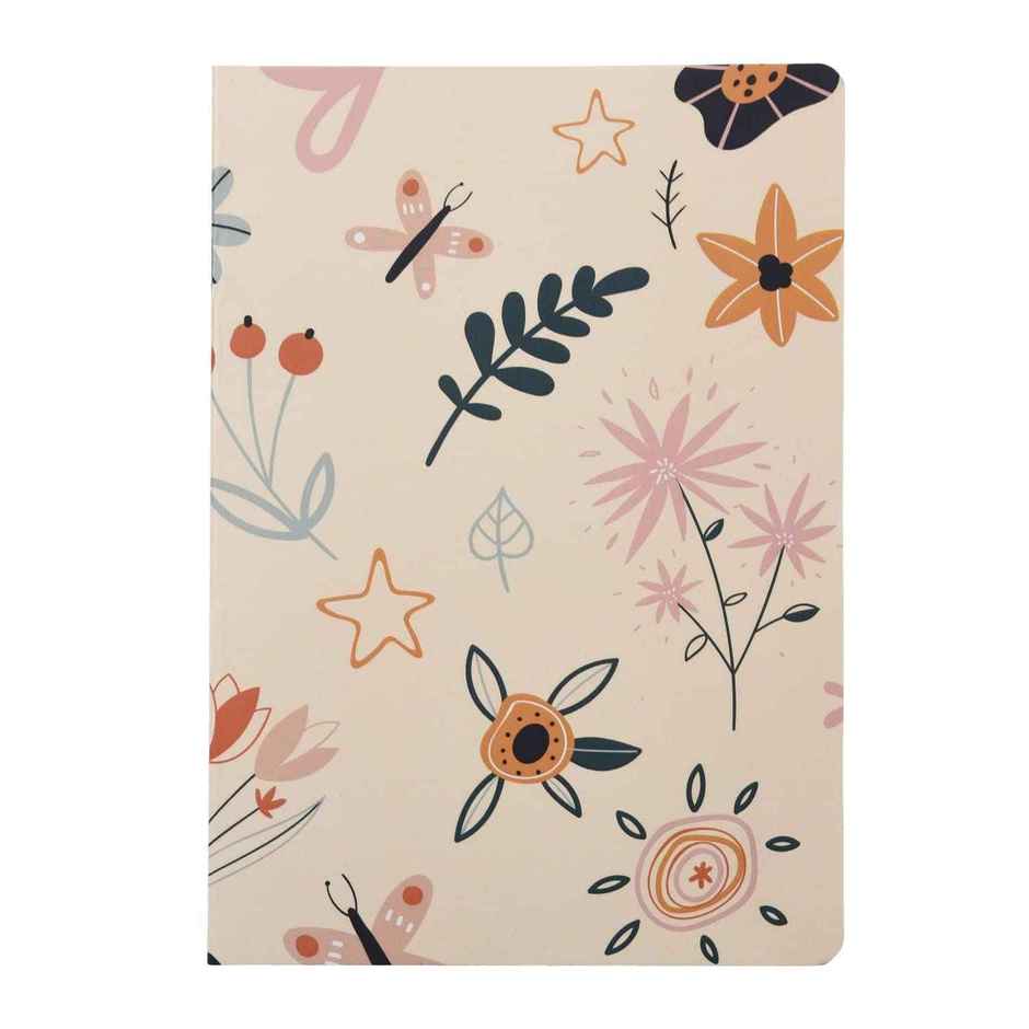 Papboo A5 Unruled Set Of 4 Notebooks,80 Gsm Paper | 240 Pages, 21 x 14.8 x 3 cm, Floral