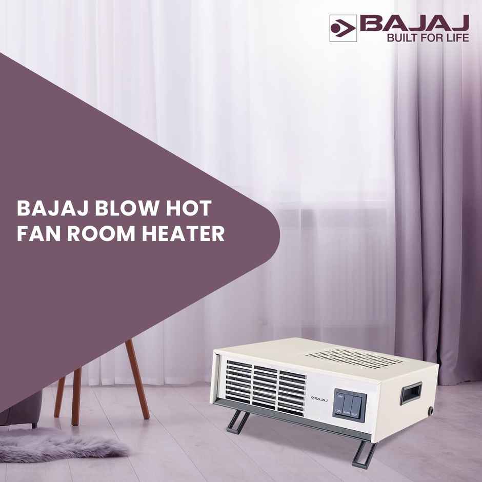 Bajaj Blow Hot Portable Room Heater,2 Heat Settings-1000 Watt/ 2000 Watt|White