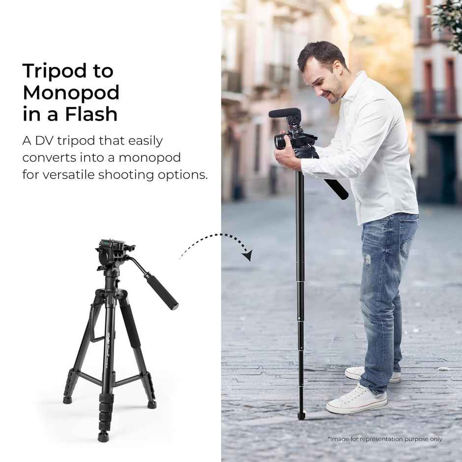 Digitek Dptr 895Vd 195 Cm Tripod Cum Monopod With Aluminum Alloy & Multipurpose Head, 3-Way Head
