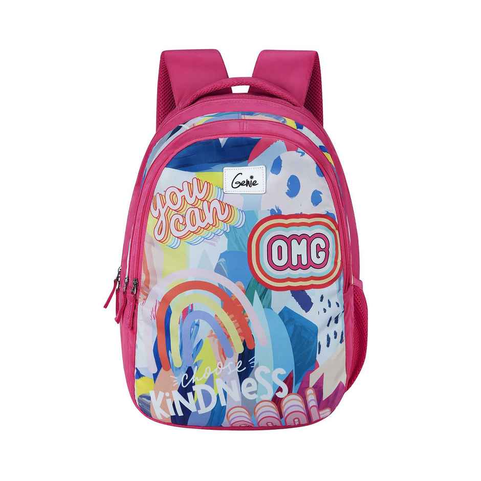 Genie Chrysi School Bag For Girls, 17 Inch Pink Backpack