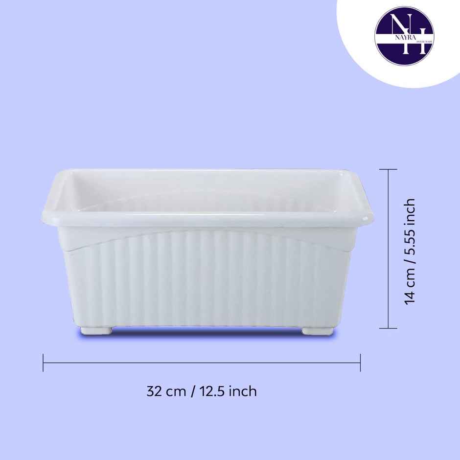 Nayra Plant Pots Plastic Rectangular White Color Pots | Set of 4
