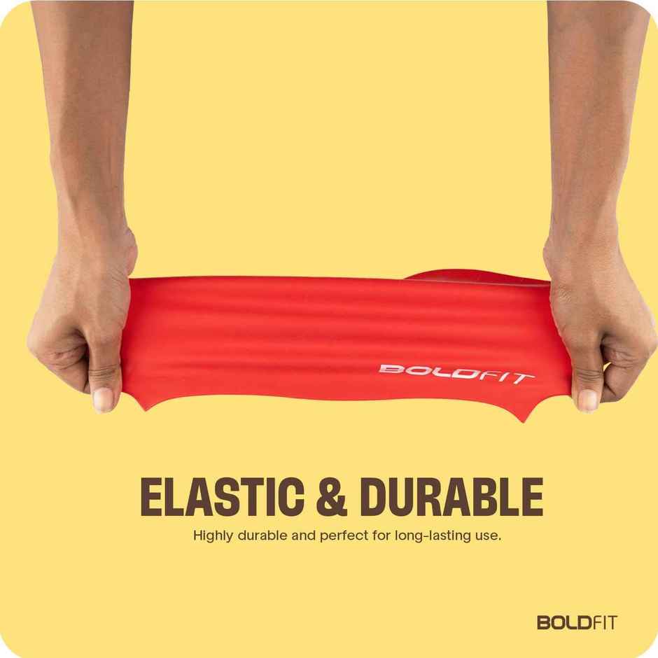 Boldfit Silicone Swimming Cap for Men & Women - Unisex Red Swim Cap