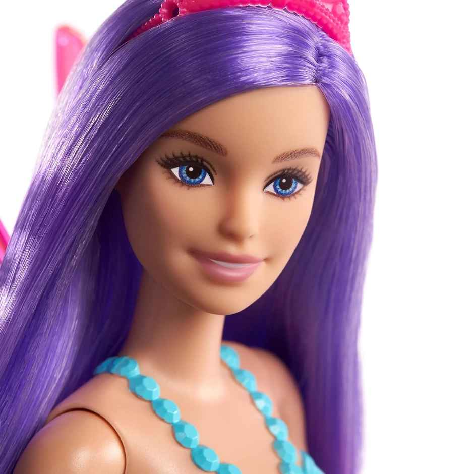 Mattel Barbie Dreamtopia Fairy Doll (11.5-in, Purple Hair) Wearing Skirt, Clip-On Wings & Tiara