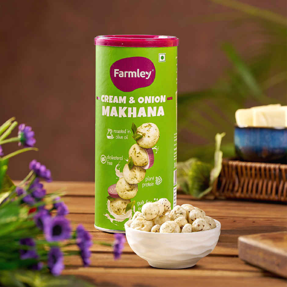Farmley Cream & Onion  Makhana Roasted In Olive Oil Healthy Snacks