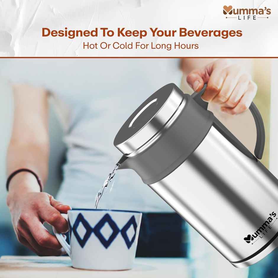 Mumma's Life Insulated Steel Flask Food Grade Plastic | High Grade Stainless Steel Grey | 800 ml