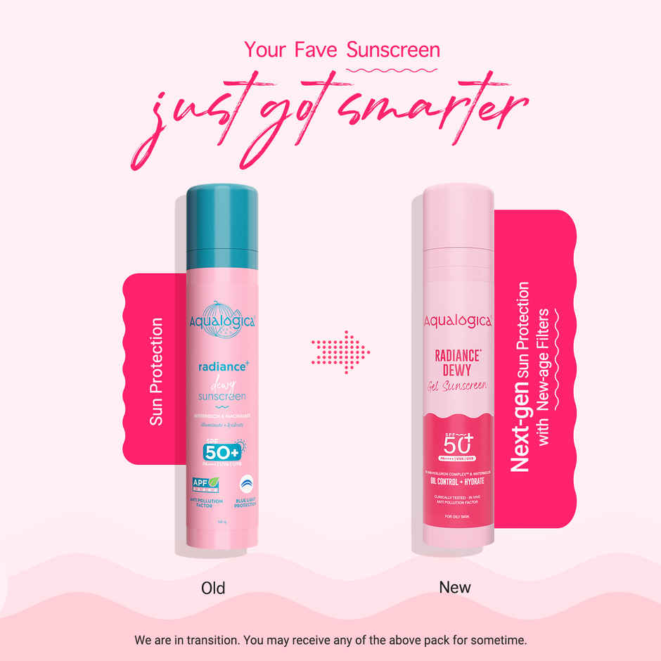 Aqualogica Radiance+ Dewy Sunscreen Gel with Watermelon & Niacinamide - SPF 50+ & PA+++ Combo