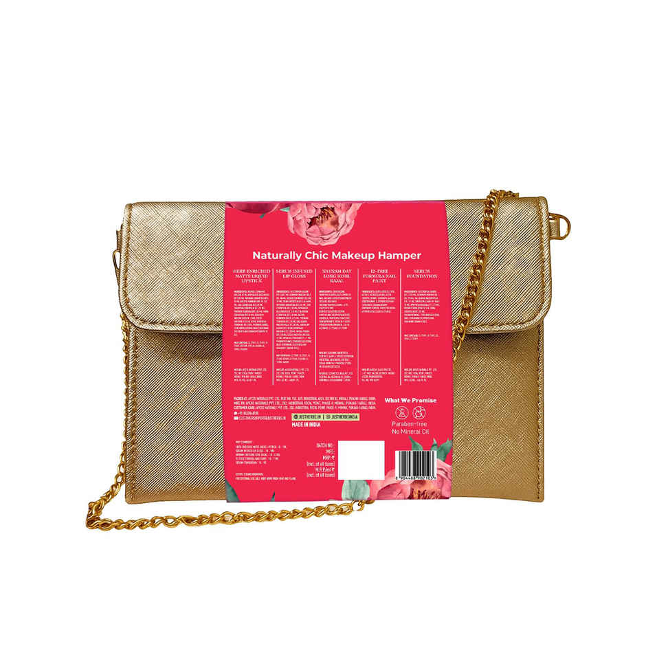 Just Herbs Naturally Chic Makeup Hamper Gift Set with Sling Bag | Complete 5 in 1 Makeup Essentials