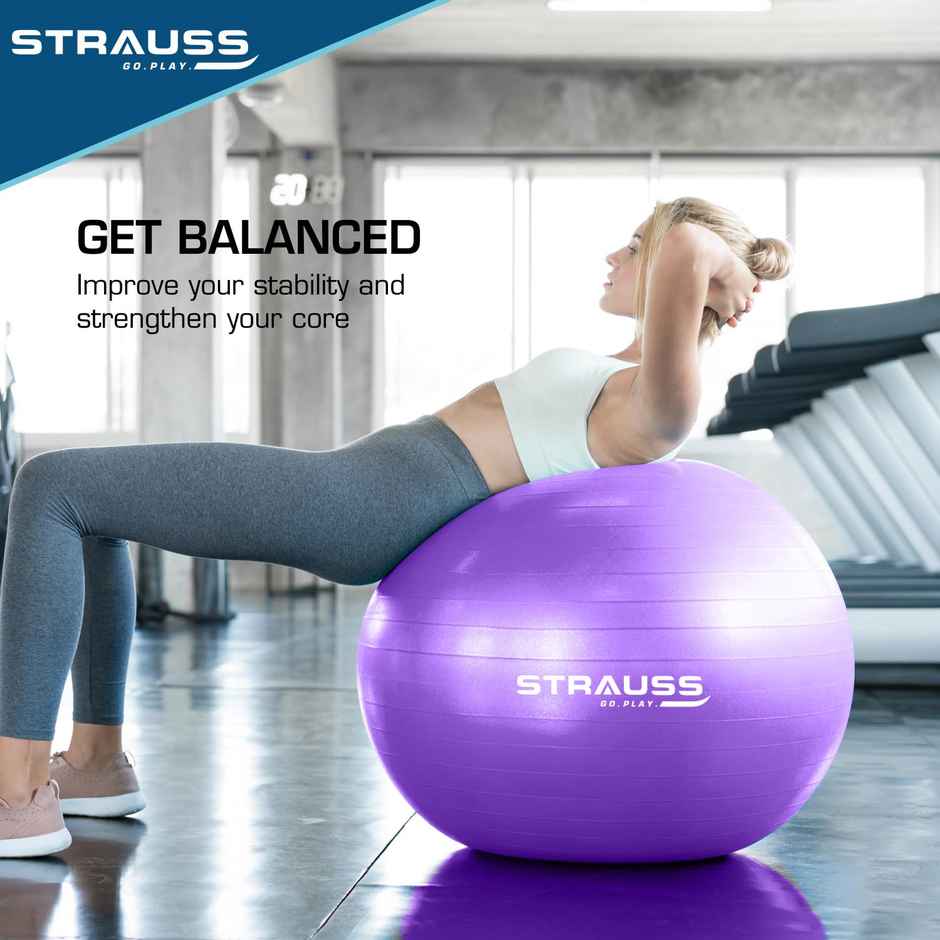 Strauss Rubber Anti-burst Gym Ball | Round Shape | 85 Cm | Purple