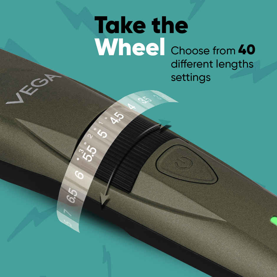 Vega P1 Battery Powered Beard Trimmer for Men, USB C Type, 160 mins Runtime 2 Beard Comb (VHTH-25)