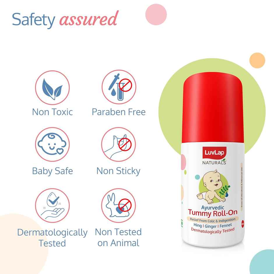 Luvlap Naturals Baby Ayurvedic Tummy Roll On Oil for Colic & Gas Relief, 40ml