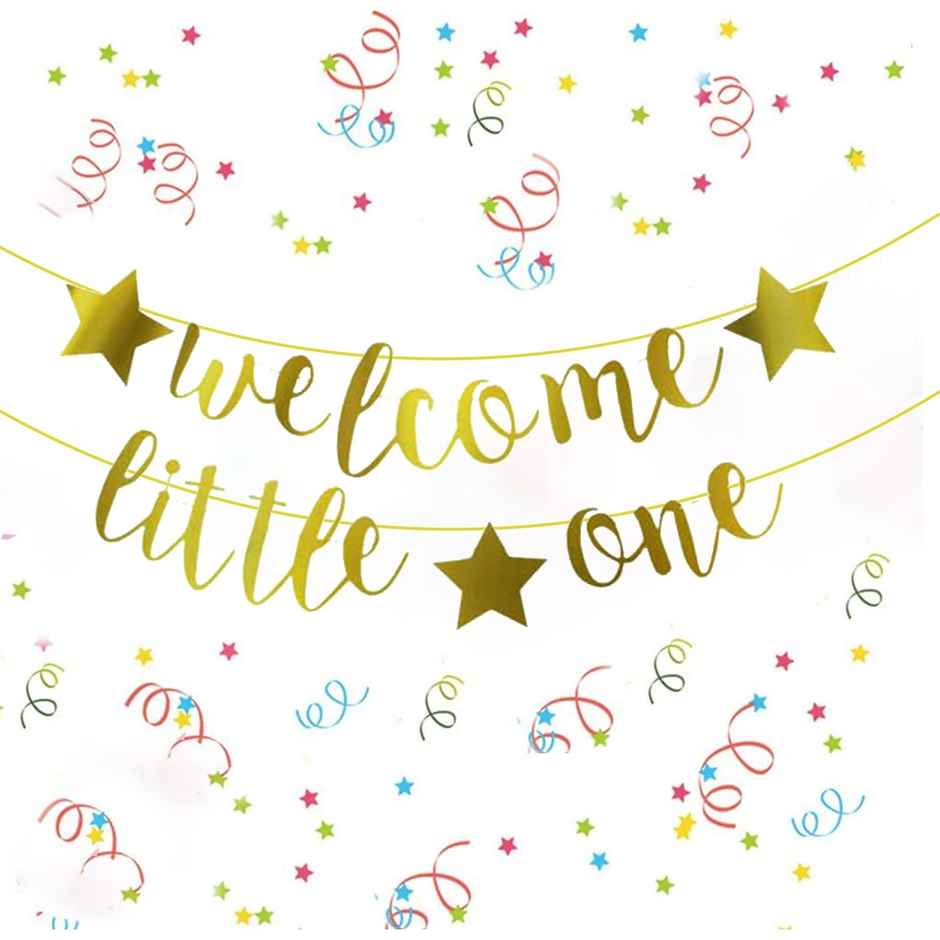 Party Propz Golden Welcome Little One Banner