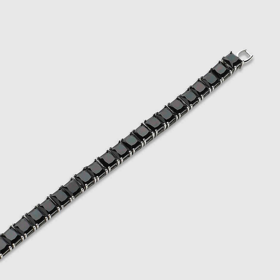 French Accent Square Stone Tennis Bracelet - Charcoal Black