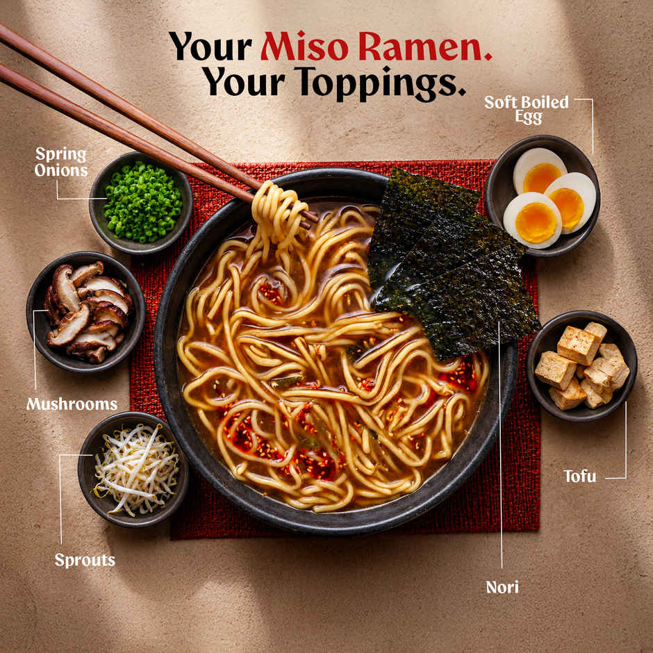 CHEFFIN Miso Ramen Noodle Kit | Miso Broth | Ready in 2 Mins | No Artificial Preservatives